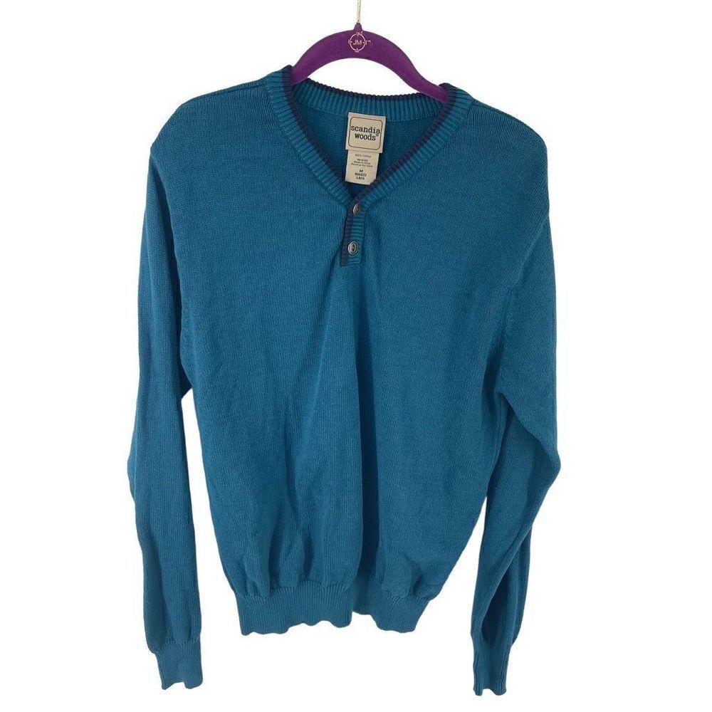 Scandia Woods mens V-neck Ribbed Knit Sweater Size M